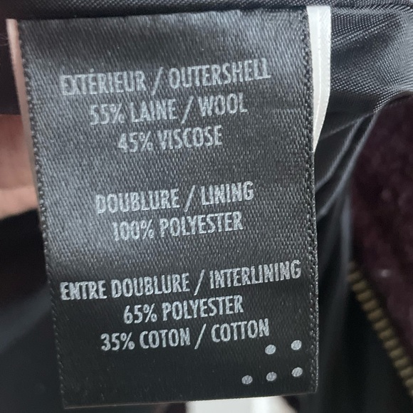 SOIA & KYO Womens XS Deep Purple Wool Blend Coat Double Collar Slim Fit - Picture 5 of 6